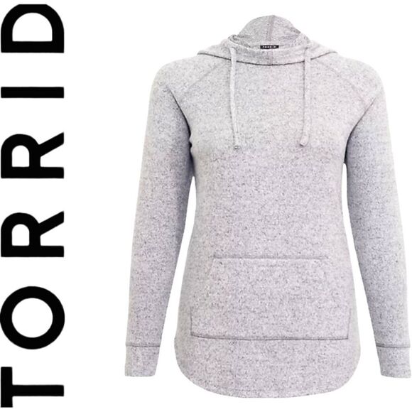 Torrid Women's Oversized Super Soft Plush Light Grey Hoodie. - Picture 1 of 14